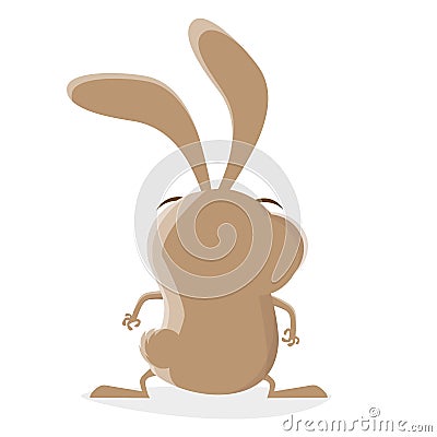 Funny cartoon illustration of the backside of a crazy rabbit Vector Illustration