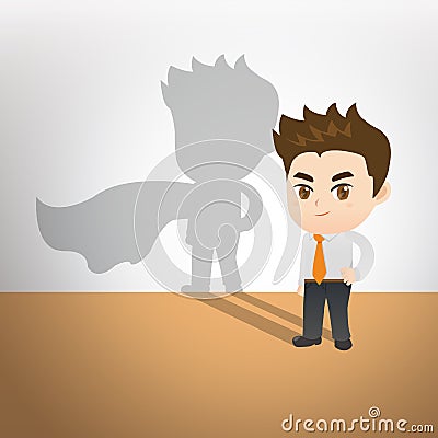 Cartoon illustration businessman act superman Vector Illustration