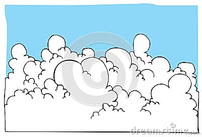 Cartoon illustration of Cloudscape with blue sky Vector Illustration