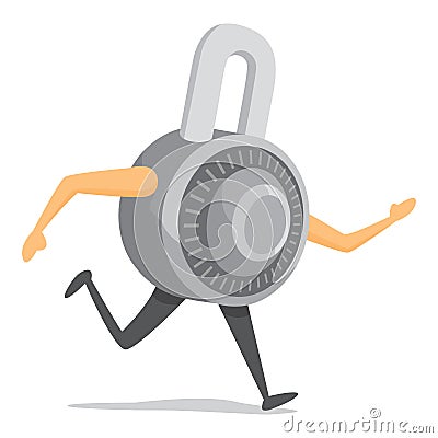 Combination padlock running fast Vector Illustration