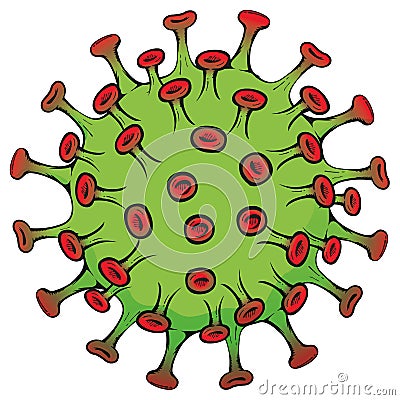 Cartoon illustration Corona Virus a microorganism that makes people sick, COVID-19, H1N1 Vector Illustration