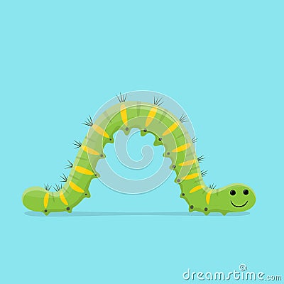 Funny cartoon illustration of a crawling caterpillar Vector Illustration