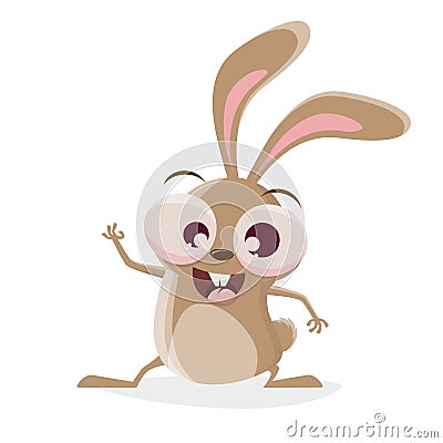 Funny cartoon illustration of a crazy rabbit greeting Vector Illustration