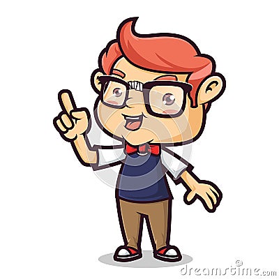 Nerd Geek Pointing Vector Illustration