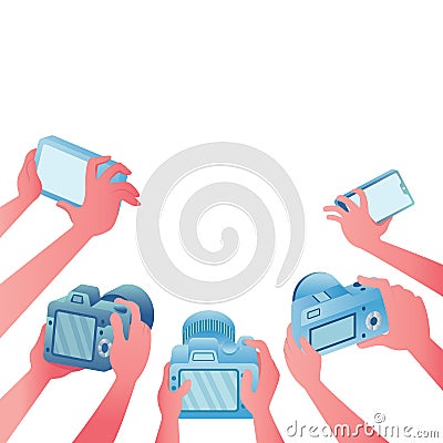 Surrounded by Cameras Vector Illustration