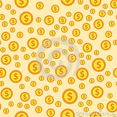 Cartoon illustration of dollar currency symbol vector pattern bank finance business seamless money background. Vector Illustration