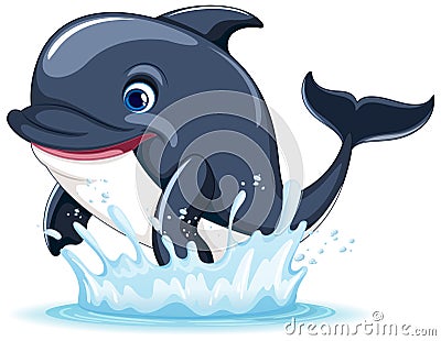 Dolphin Smiling Jumps Vector Illustration