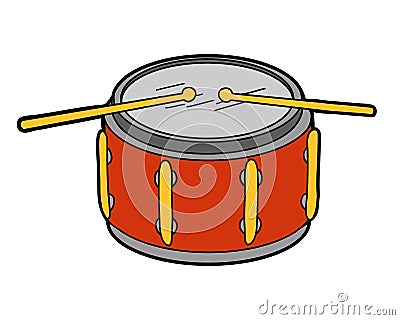 Cartoon illustration, Drum. Colorful musical instrument Vector Illustration