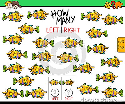 Counting left and right picture of fish educational game Vector Illustration