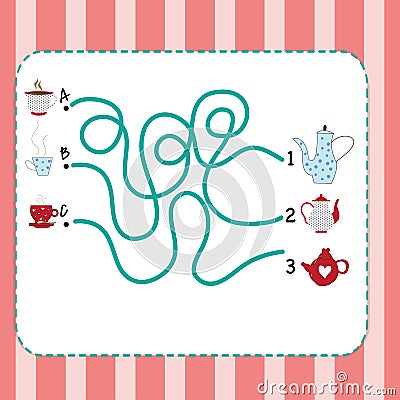 Cartoon Illustration of Educational Maze Puzzle Activity Vector Illustration