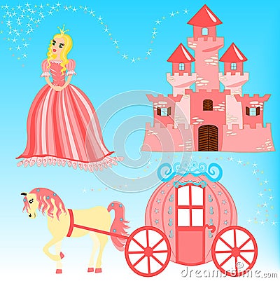 Cartoon illustration of fairytale set Cartoon Illustration