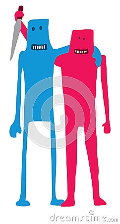 False friend backstabbing while hugging Vector Illustration