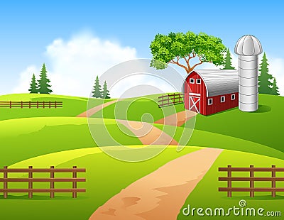 Cartoon illustration of farm background Vector Illustration