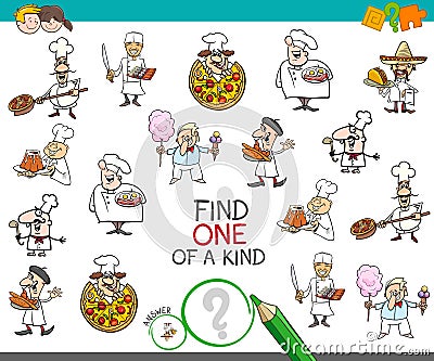 Find one of a kind game with chef characters Vector Illustration