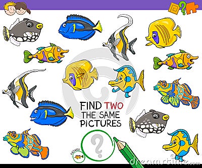 Find two the same pictures activity game Vector Illustration