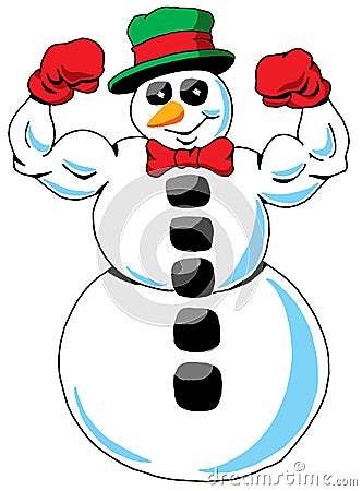 A Very Fit Snowman Showing Off Those Biceps Vector Illustration