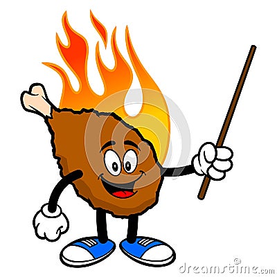 Hot Wing Mascot with Pointer Vector Illustration