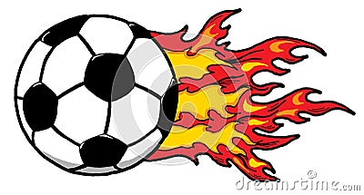 Cartoon Illustration of a Flaming Soccer Ball Ready to Go Vector Illustration