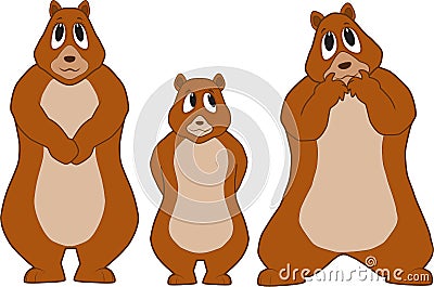 Cartoon illustration of a friendly and cute bear family Vector Illustration