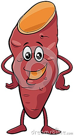 Cartoon yam vegetable comic character Vector Illustration