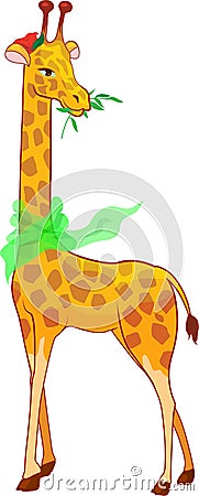 Cartoon illustration giraffe with scarf Cartoon Illustration