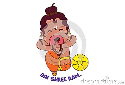 Cartoon Illustration Of God Hanuman Vector Illustration