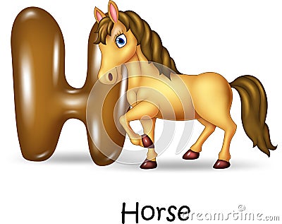 Cartoon illustration H of letter for Horse Vector Illustration