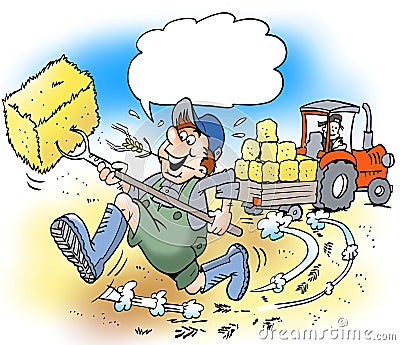 Cartoon illustration of A happy farmer with big boots Cartoon Illustration