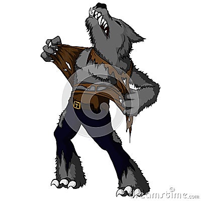 Cartoon illustration of a howling werewolf Vector Illustration