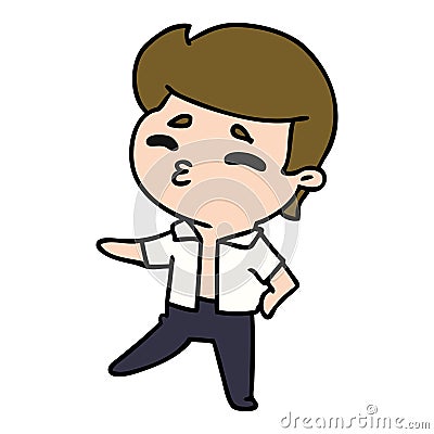 cartoon illustration kawaii 1950 cute boy Vector Illustration