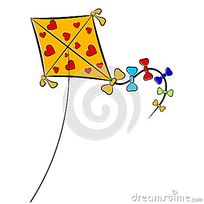 Cartoon illustration of a kite. Vector Illustration