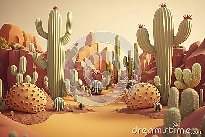 cartoon illustration, a landscape of the pyramids of egypt, ai generative Cartoon Illustration