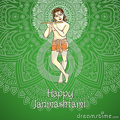 Cartoon. illustration of Lord Krishana Vector Illustration