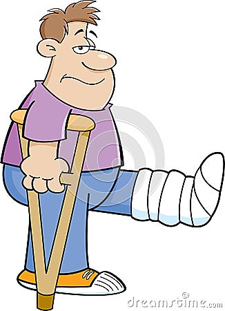 Cartoon man on crutches Vector Illustration