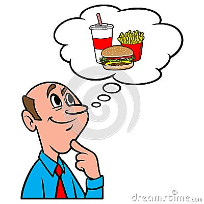 Thinking about eating Fast Food Vector Illustration