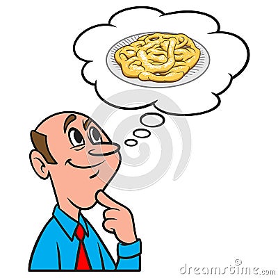 Thinking about a Funnel Cake Vector Illustration