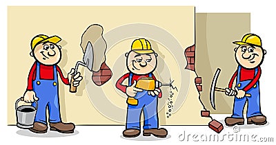 Manual workers or builders characters group Vector Illustration