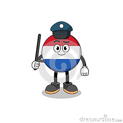 Cartoon Illustration of netherlands flag police Vector Illustration