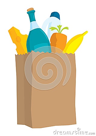 Paper bag with some groceries Vector Illustration
