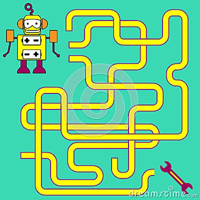 Cartoon Illustration of Paths or Maze Puzzle Activity Game. Kids learning games collection Stock Photo