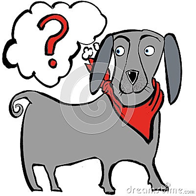 Questioning Dog Cartoon Illustration