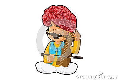 Cartoon Illustration Of Rajasthani Man Vector Illustration