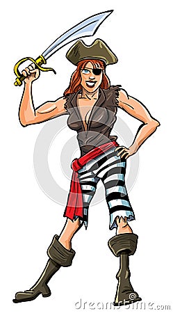 Cartoon illustration of lady pirate. Cartoon Illustration