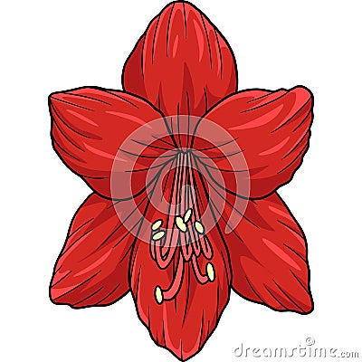 Amaryllis Flower Cartoon Colored Clipart Vector Illustration