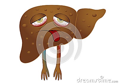 Cartoon illustration of sick liver Vector Illustration