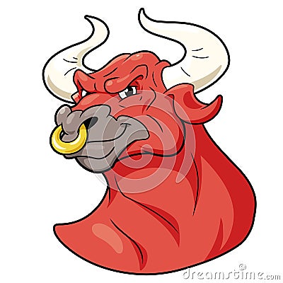 Smiling bull head illustration on white background Vector Illustration