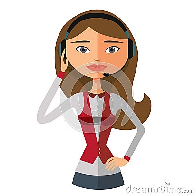 Cartoon illustration of a smiling customer support operator vector illustration isolated on white Vector Illustration