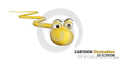 Cartoon illustration of a sperm with a smiling Cartoon Illustration