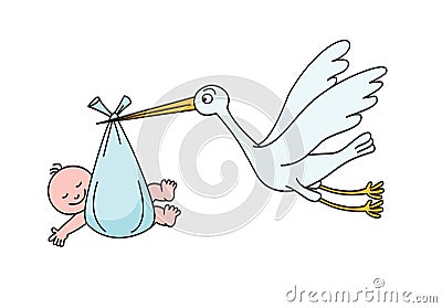 Stork and baby.Vector illustration eps. Vector Illustration