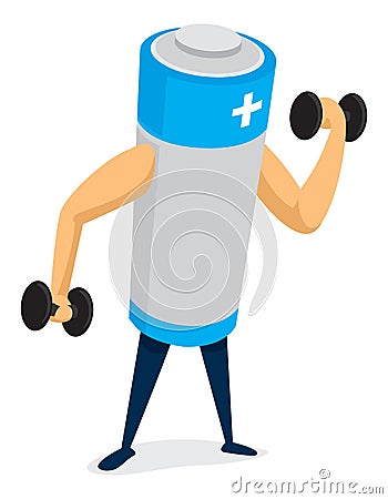 Strong battery working out Vector Illustration